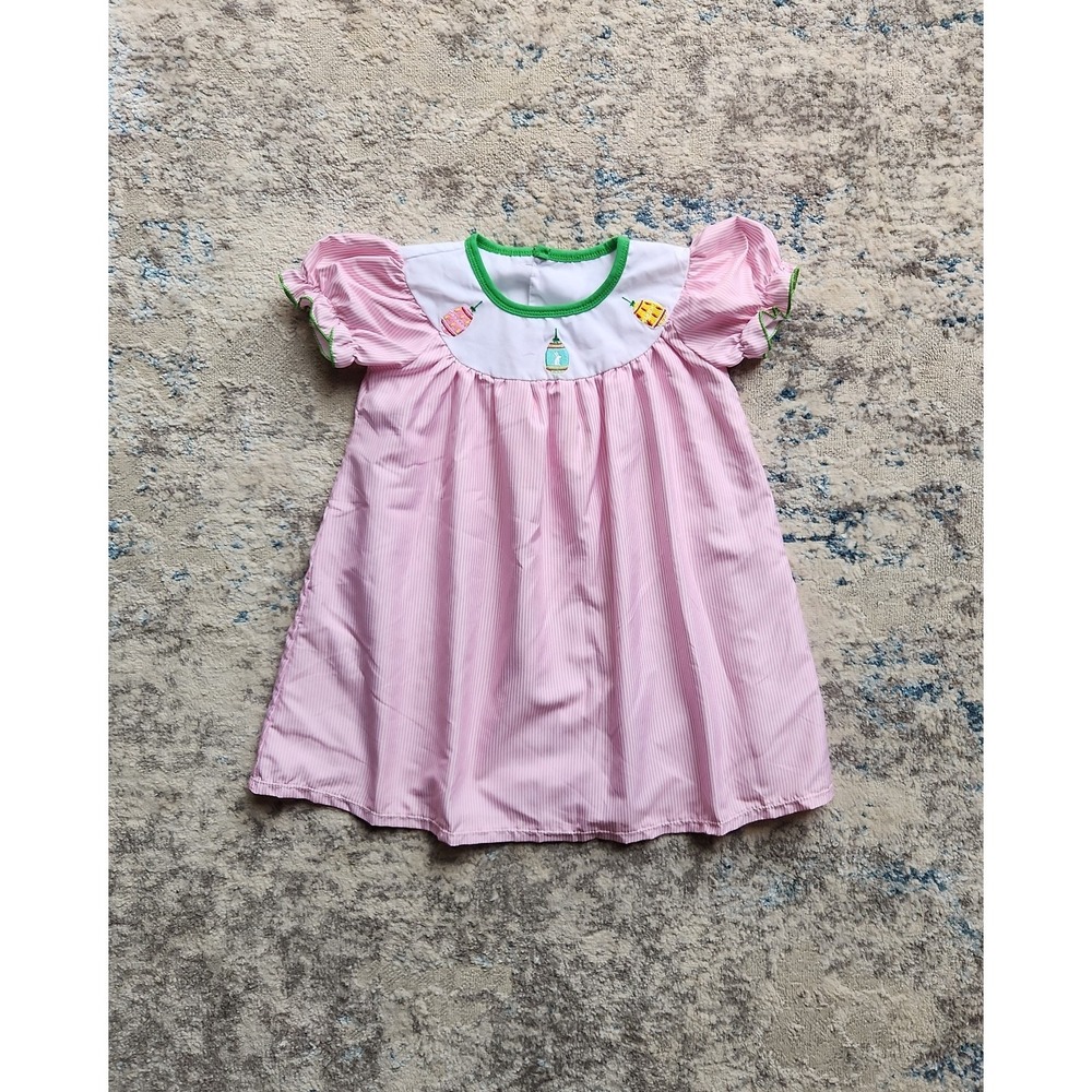 🥳 5 for $25 BUNDLE Boutique Toddler 4T Smocked Pink Seersucker Easter Dress